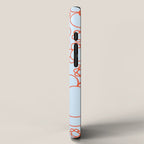 Cheerful Doodle Flowers Pattern in Ice Blue and Orange iPhone Case Gallery Image 2