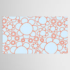 Cheerful Doodle Flowers Pattern in Ice Blue and Orange Tablecloth Gallery Image 2