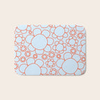 Cheerful Doodle Flowers Pattern in Ice Blue and Orange Bath Mat Gallery Image 1