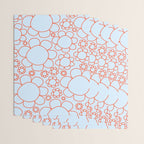 Cheerful Doodle Flowers Pattern in Ice Blue and Orange Wrapping Paper Gallery Image 3