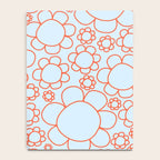 Cheerful Doodle Flowers Pattern in Ice Blue and Orange Notebook Gallery Image 4