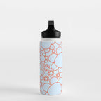 Cheerful Doodle Flowers Pattern in Ice Blue and Orange Water Bottle Gallery Image 3