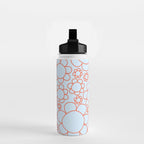 Cheerful Doodle Flowers Pattern in Ice Blue and Orange Water Bottle Gallery Image 2