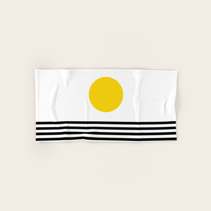 Midcentury Yellow Minimalist Sunset With Black Stripes Bath Towel Gallery Image 1