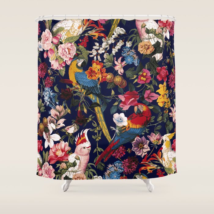 Tropical Birds of the Jungle Shower Curtain Gallery Image 1