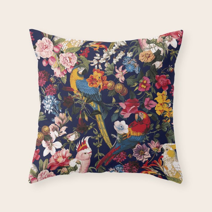 Tropical Birds of the Jungle Throw Pillow Gallery Image 6