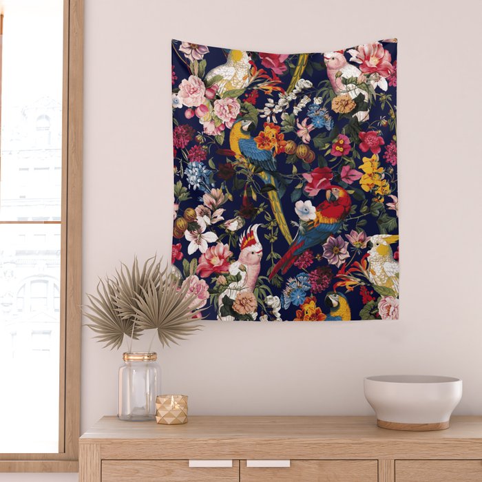 Tropical Birds of the Jungle Wall Tapestry Gallery Image 2