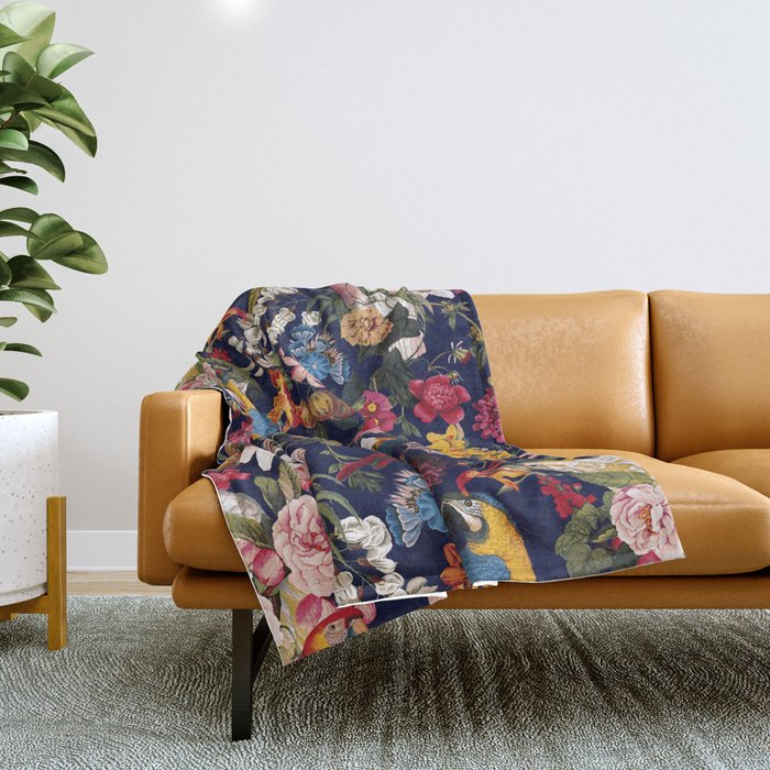 Tropical Birds of the Jungle Throw Blanket Gallery Image 1
