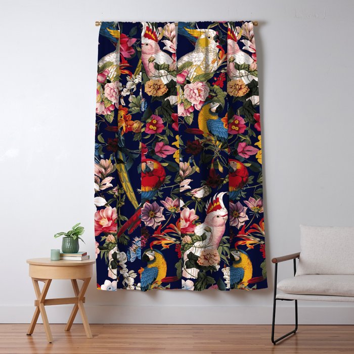 Tropical Birds of the Jungle Window Curtain Gallery Image 1