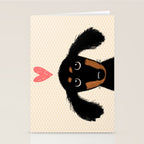 Dachshund Love | Cute Longhaired Black and Tan Wiener Dog Stationery Card Gallery Image 2
