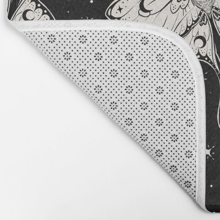 Luna Moth In Black and White Bath Mat Gallery Image 2