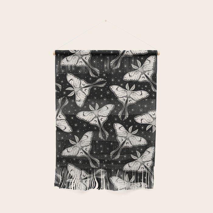 Luna Moth In Black and White Wall Hanging Gallery Image 1