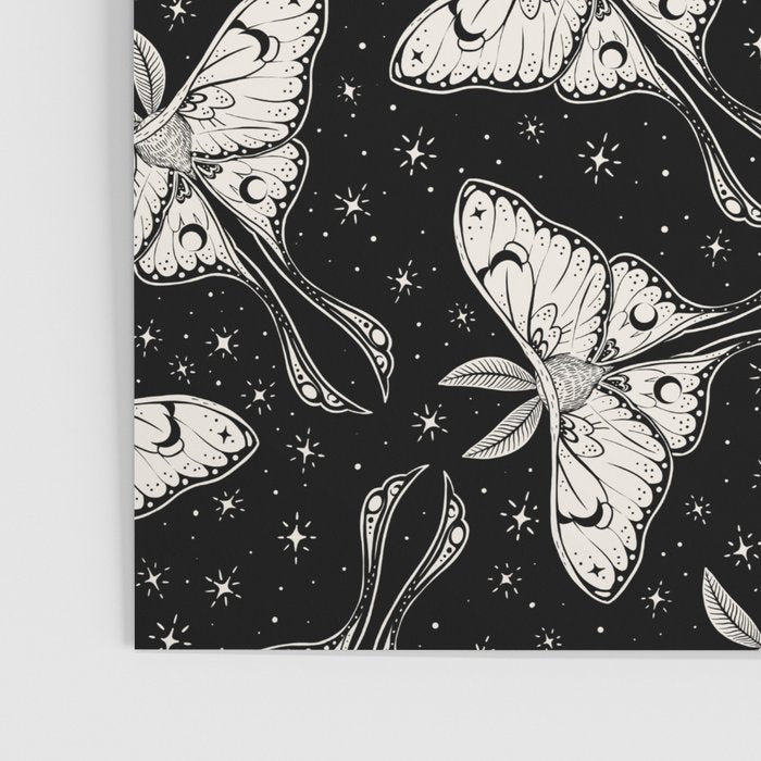 Luna Moth In Black and White Poster Gallery Image 3