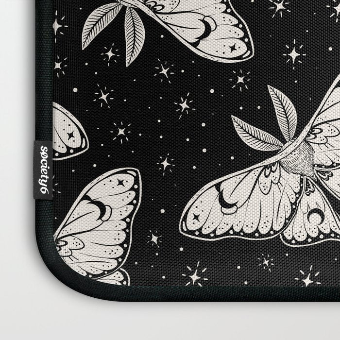 Luna Moth In Black and White Laptop Sleeve Gallery Image 3