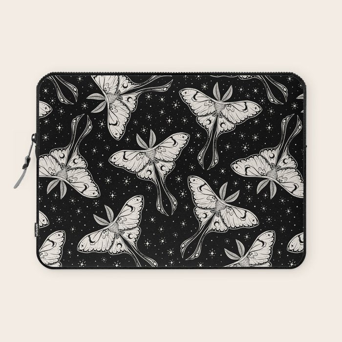 Luna Moth In Black and White Laptop Sleeve Gallery Image 1