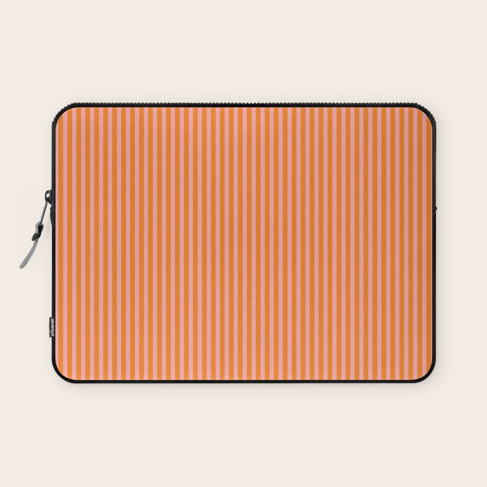 Fine Stripes Narrow Vertical Stripe Pattern in Pink and Orange Laptop Sleeve Gallery Image 1