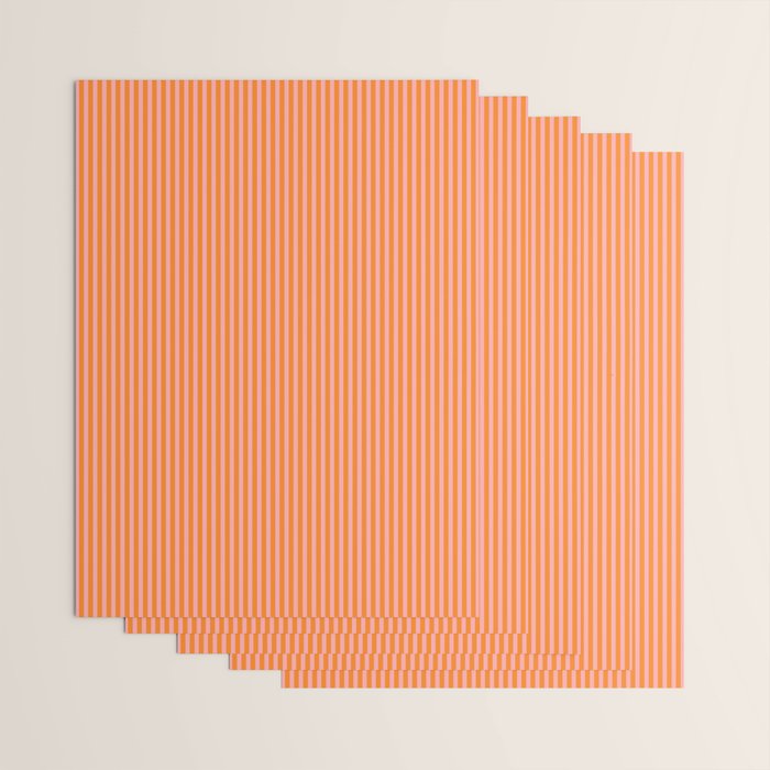 Fine Stripes Narrow Vertical Stripe Pattern in Pink and Orange Wrapping Paper Gallery Image 3