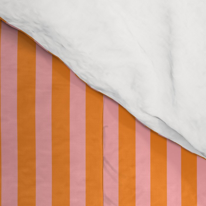 Fine Stripes Narrow Vertical Stripe Pattern in Pink and Orange Comforter Gallery Image 4