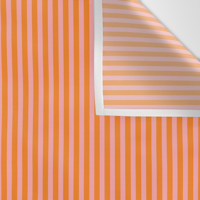 Fine Stripes Narrow Vertical Stripe Pattern in Pink and Orange Wall Tapestry Gallery Image 3