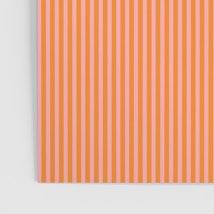 Fine Stripes Narrow Vertical Stripe Pattern in Pink and Orange Poster Gallery Image 3