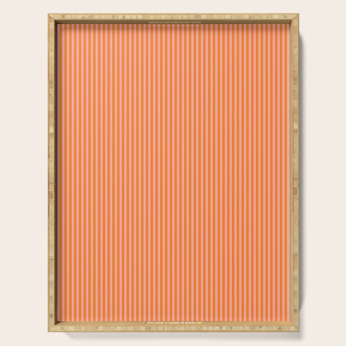 Fine Stripes Narrow Vertical Stripe Pattern in Pink and Orange Serving Tray Gallery Image 1
