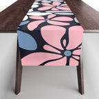 Abstract Flower, Navy, Blue, Pink, Gray, White Table Runner Gallery Image 1
