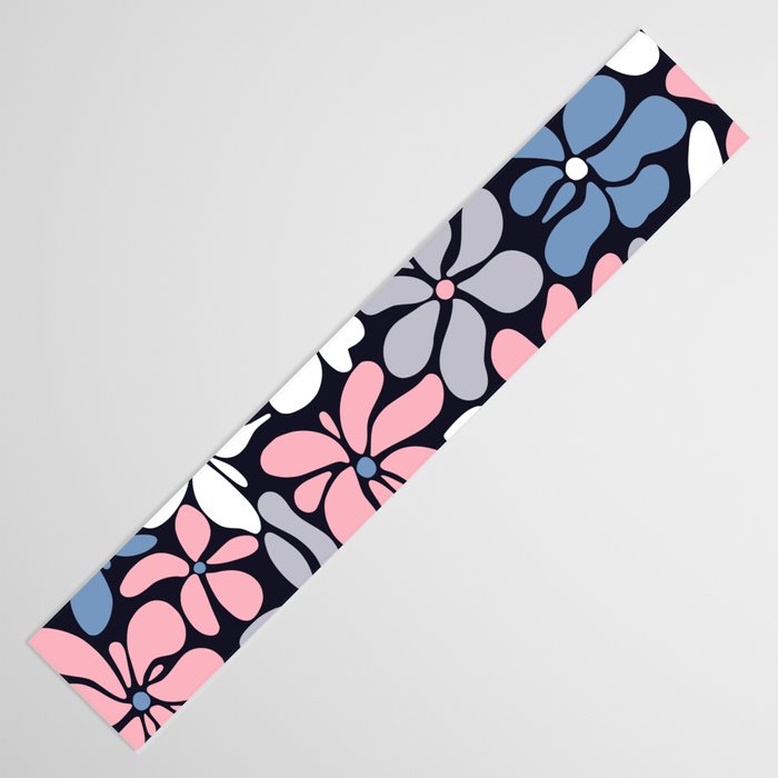Abstract Flower, Navy, Blue, Pink, Gray, White Table Runner Gallery Image 3