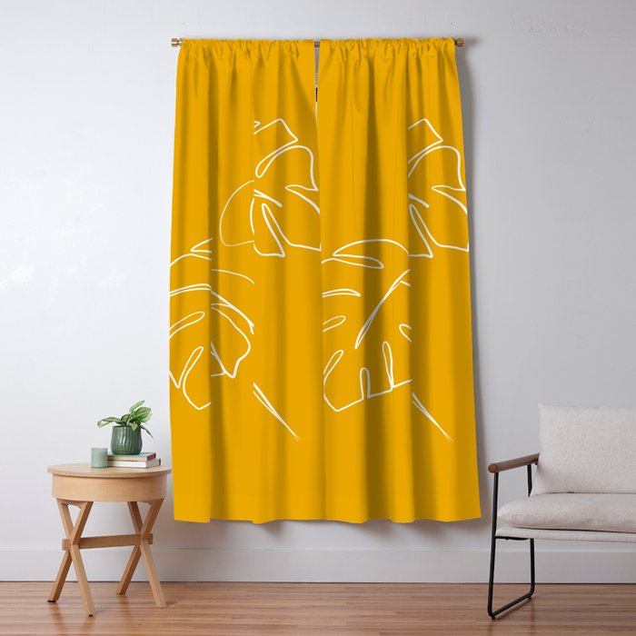 Monstera minimal - yellow Window Curtain Gallery Image 5