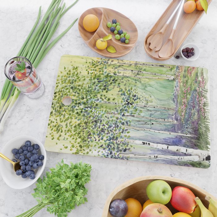 4 season watercolor collection - spring Cutting Board Gallery Image 2