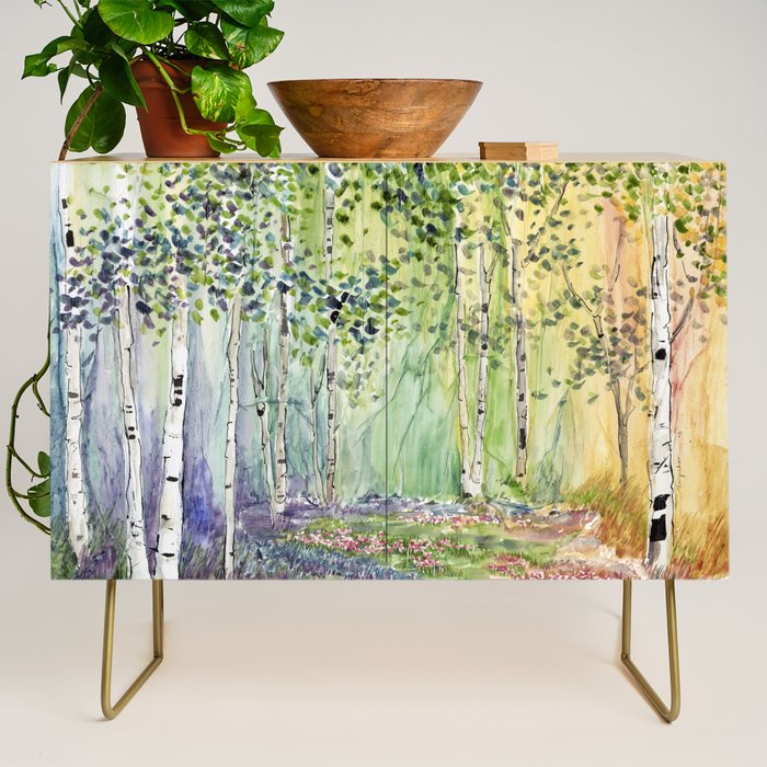 4 season watercolor collection - spring Credenza Gallery Image 1