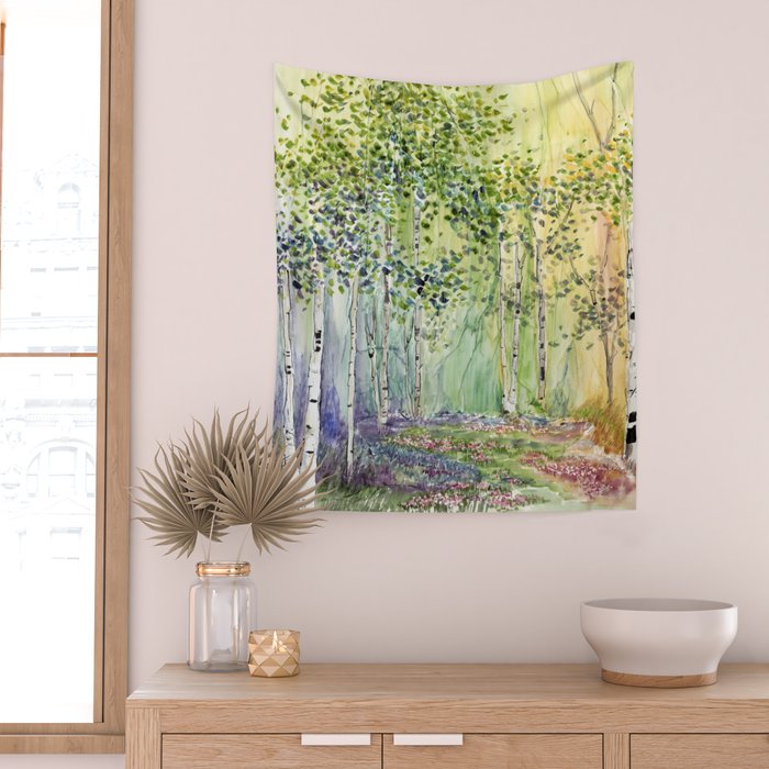 4 season watercolor collection - spring Wall Tapestry Gallery Image 2
