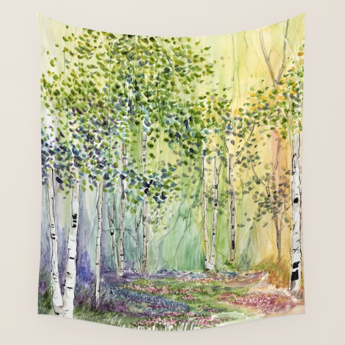 4 season watercolor collection - spring Wall Tapestry Gallery Image 4