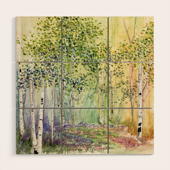 4 season watercolor collection - spring Wood Wall Art