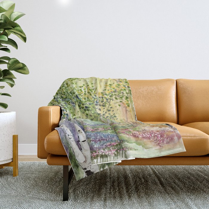 4 season watercolor collection - spring Throw Blanket Gallery Image 1