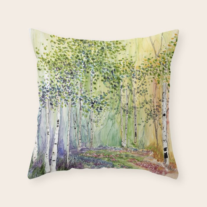 4 season watercolor collection - spring Throw Pillow Gallery Image 6