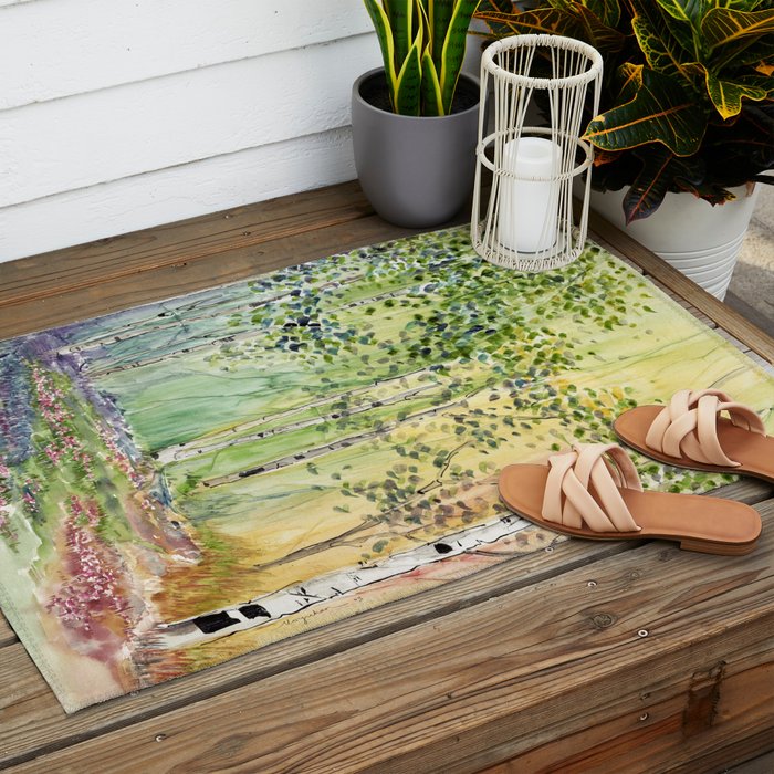 4 season watercolor collection - spring Outdoor Rug Gallery Image 2