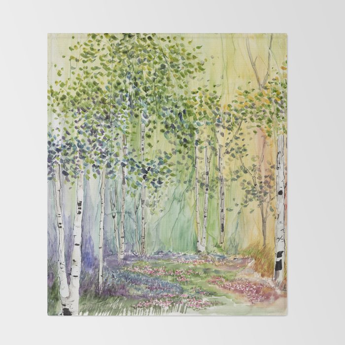 4 season watercolor collection - spring Throw Blanket Gallery Image 2