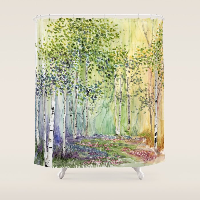 4 season watercolor collection - spring Shower Curtain Gallery Image 1