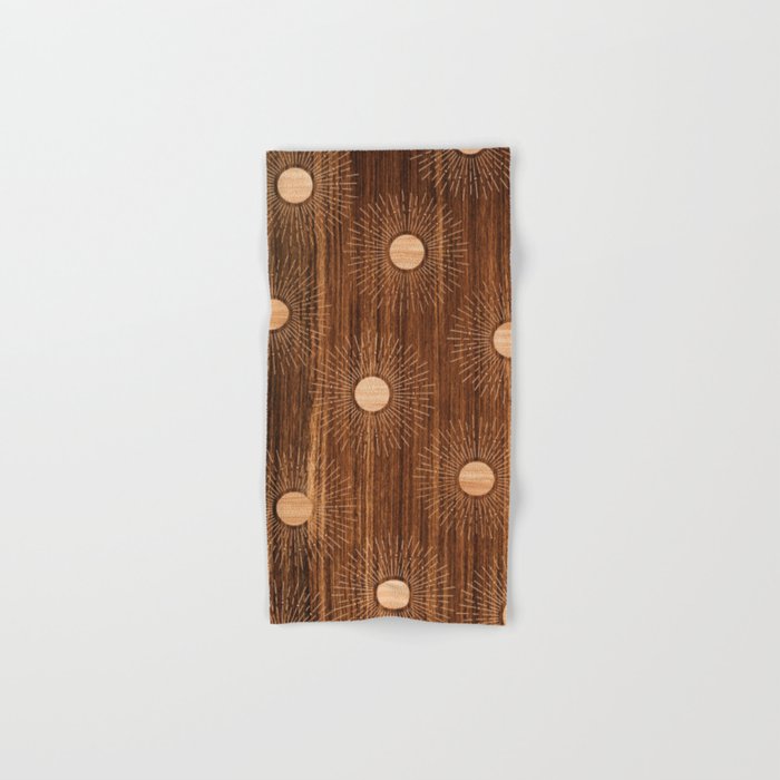 Boho sun Island style wood inlay art  Bath Towel Gallery Image 1