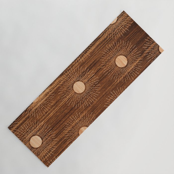 Boho sun Island style wood inlay art  Yoga Mat Gallery Image 1
