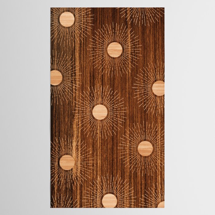 Boho sun Island style wood inlay art  Tablecloth Gallery Image 2