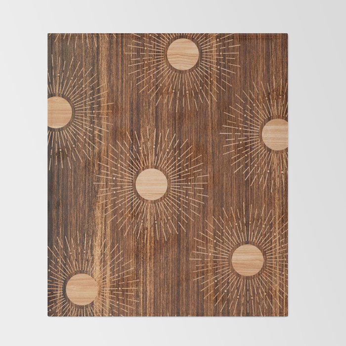 Boho sun Island style wood inlay art  Throw Blanket Gallery Image 2