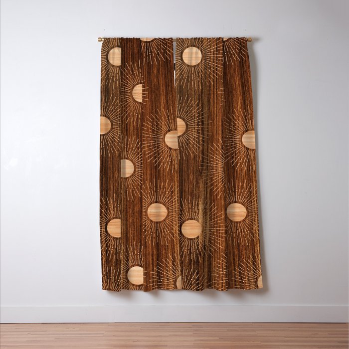 Boho sun Island style wood inlay art  Window Curtain Gallery Image 3