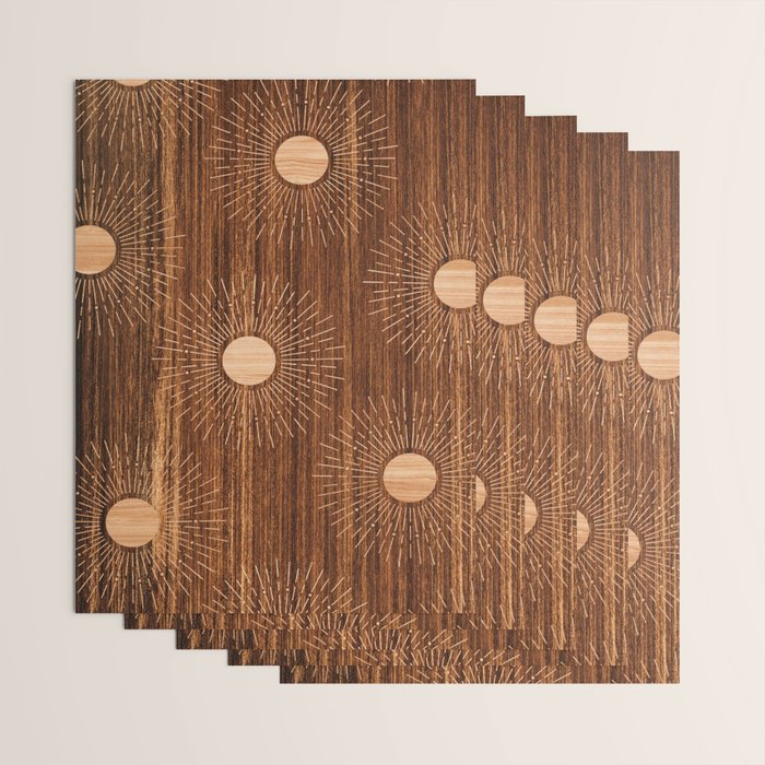 Boho sun Island style wood inlay art  Wrapping Paper Gallery Image 3