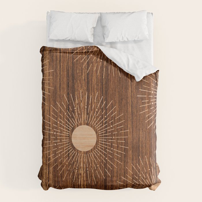 Boho sun Island style wood inlay art  Duvet Cover Gallery Image 6