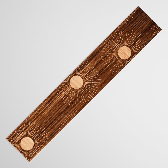 Boho sun Island style wood inlay art  Table Runner Gallery Image 3