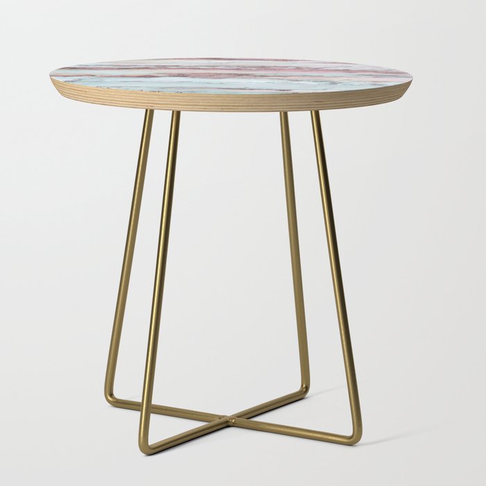 Marbled Stripes Luxury Rose Gold And Mint Glamour Side Table Gallery Image 1