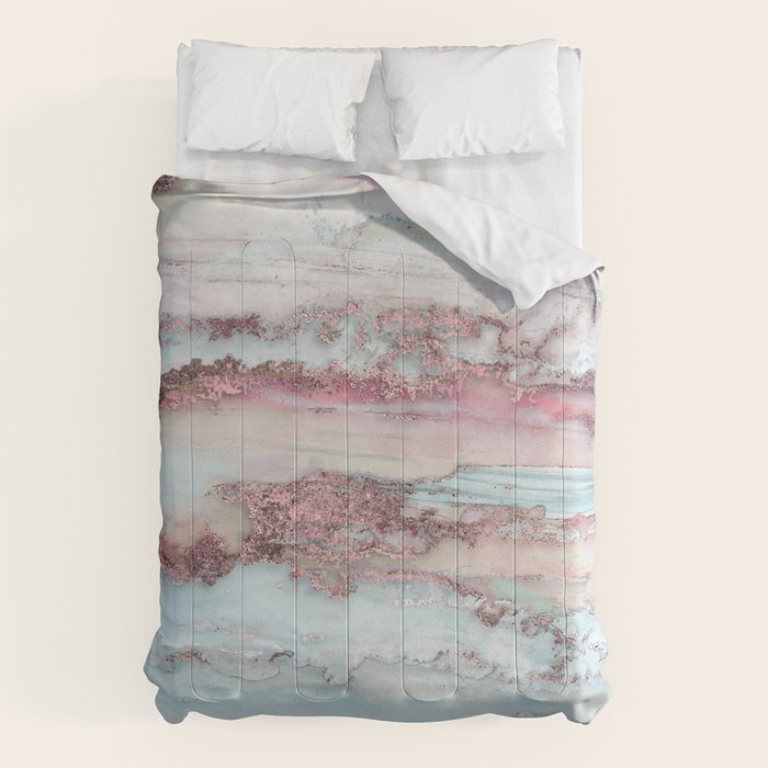 Marbled Stripes Luxury Rose Gold And Mint Glamour Comforter Gallery Image 6