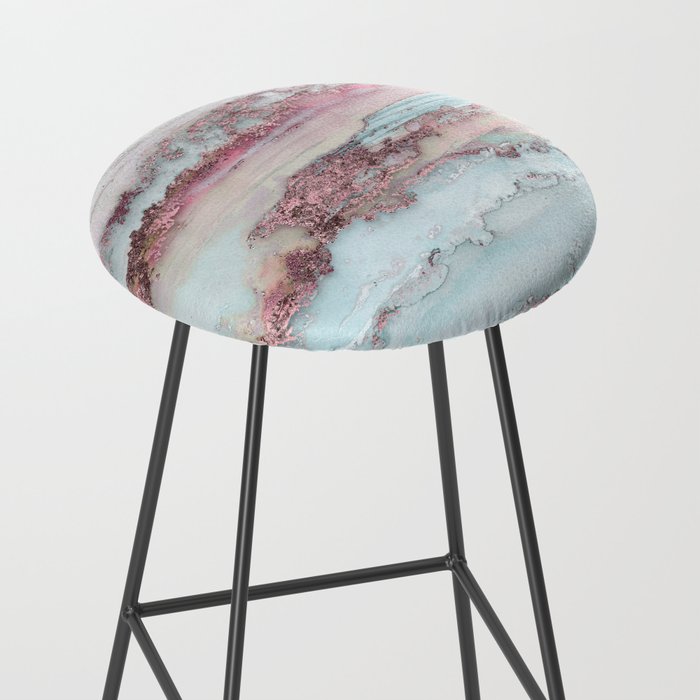 Marbled Stripes Luxury Rose Gold And Mint Glamour Stool Gallery Image 2