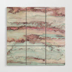 Marbled Stripes Luxury Rose Gold And Mint Glamour Wood Wall Art Gallery Image 1
